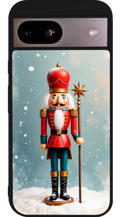 Google Pixel 8a Case Hülle - Silikon schwarz Christmas 25 Nutcracker Snow