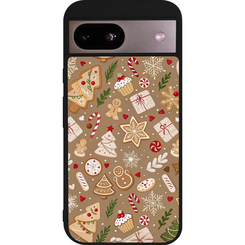 Google Pixel 8a Case Hülle - Silikon schwarz Christmas 25 Pattern Ginger Cookie