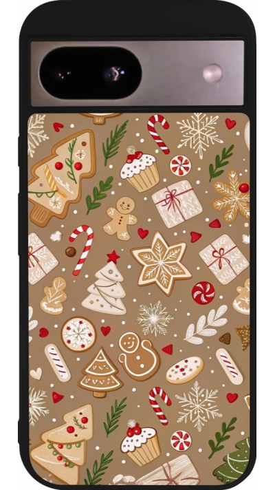 Google Pixel 8a Case Hülle - Silikon schwarz Christmas 25 Pattern Ginger Cookie