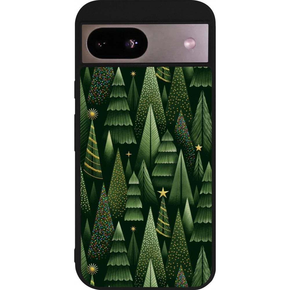 Google Pixel 8a Case Hülle - Silikon schwarz Christmas 25 Pattern Xmas Tree
