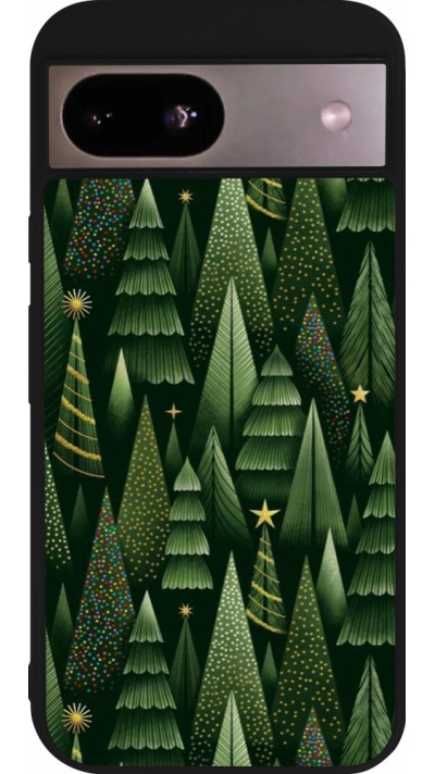Google Pixel 8a Case Hülle - Silikon schwarz Christmas 25 Pattern Xmas Tree