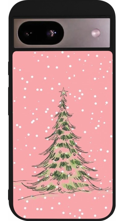 Google Pixel 8a Case Hülle - Silikon schwarz Christmas 25 Pink Tree