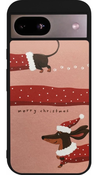 Google Pixel 8a Case Hülle - Silikon schwarz Christmas 25 Teckel Merry Xmas