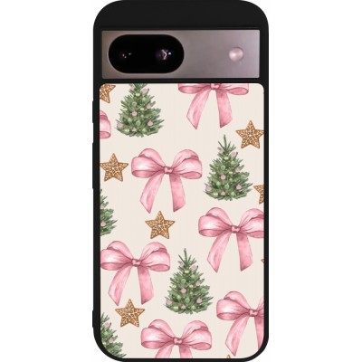 Google Pixel 8a Case Hülle - Silikon schwarz Christmas 25 Vintage Ribbons