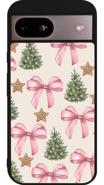 Google Pixel 8a Case Hülle - Silikon schwarz Christmas 25 Vintage Ribbons