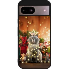 Coque Google Pixel 8a - Silicone rigide noir Christmas 25 Xmas Cat