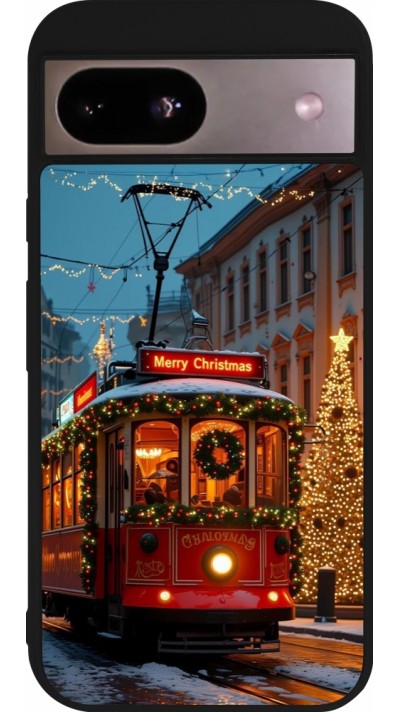 Google Pixel 8a Case Hülle - Silikon schwarz Christmas 25 Xmas Train