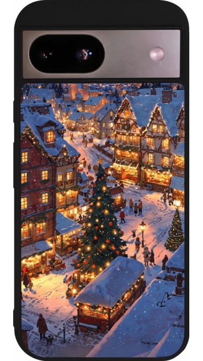 Google Pixel 8a Case Hülle - Silikon schwarz Christmas 25 Xmas Village