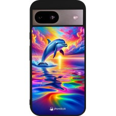 Google Pixel 8a Case Hülle - Silikon schwarz Glücklicher Regenbogen-Delfin