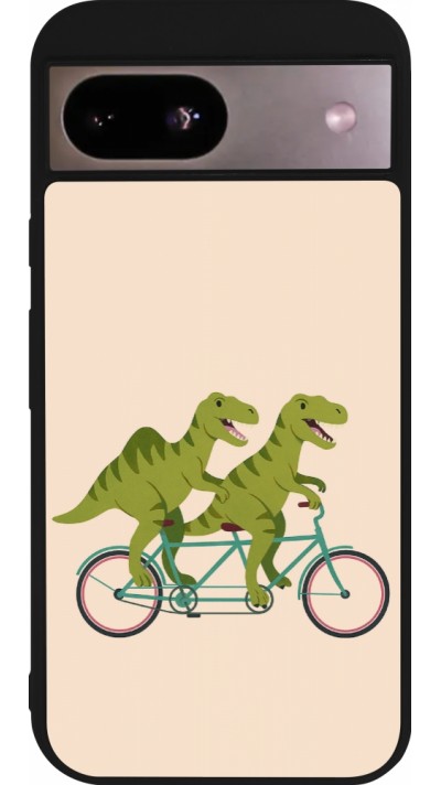 Google Pixel 8a Case Hülle - Silikon schwarz Dinosaurs on bikes 2026