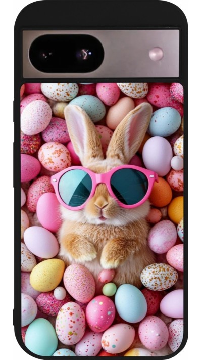 Google Pixel 8a Case Hülle - Silikon schwarz Easter 2026 Rabbit fun
