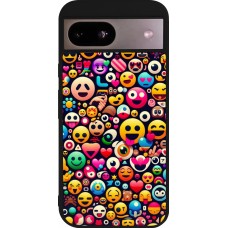 Google Pixel 8a Case Hülle - Silikon schwarz Emoji Mix Farbe