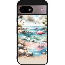 Google Pixel 8a Case Hülle - Silikon schwarz Flamingo Aquarell
