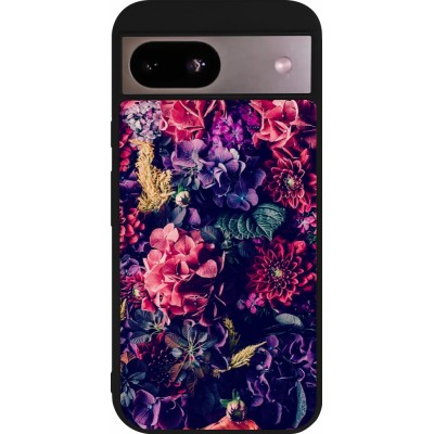Google Pixel 8a Case Hülle - Silikon schwarz Flowers Dark