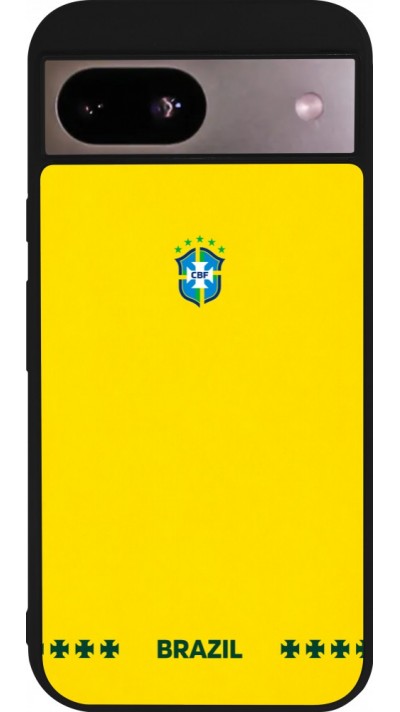 Google Pixel 8a Case Hülle - Silikon schwarz Brasilien 2026 personalisierbares Fussballtrikot