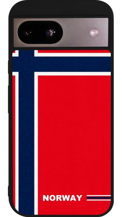 Google Pixel 8a Case Hülle - Silikon schwarz Norwegen 2026 personalisierbares Fussballtrikot