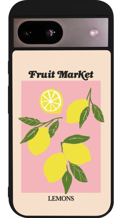 Google Pixel 8a Case Hülle - Silikon schwarz Fruit market lemons 2026