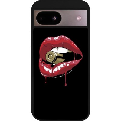 Google Pixel 8a Case Hülle - Silikon schwarz Lips bullet
