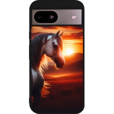 Google Pixel 8a Case Hülle - Silikon schwarz Majestätischer Sonnenuntergang Pferd