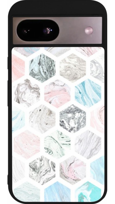 Coque Google Pixel 8a - Silicone rigide noir Marble Everything