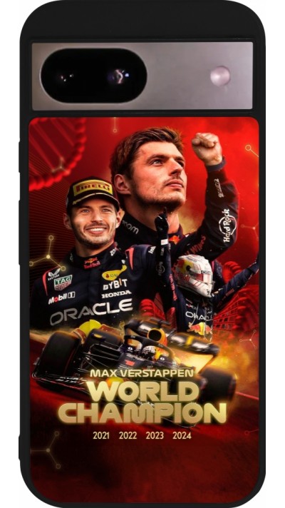 Coque Google Pixel 8a - Silicone rigide noir Max Verstappen Champion 2023