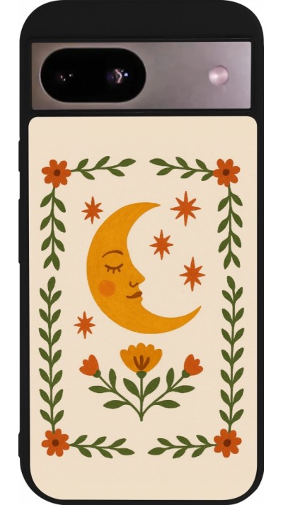 Google Pixel 8a Case Hülle - Silikon schwarz Half moon stamp 2026