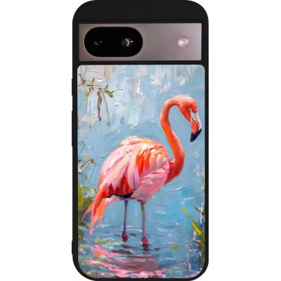 Google Pixel 8a Case Hülle - Silikon schwarz Paint Flamingo