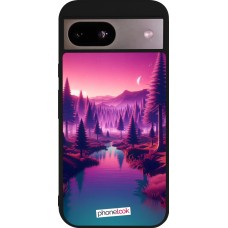 Google Pixel 8a Case Hülle - Silikon schwarz Lila-rosa Landschaft