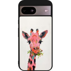 Google Pixel 8a Case Hülle - Silikon schwarz Pink Girafe Paint