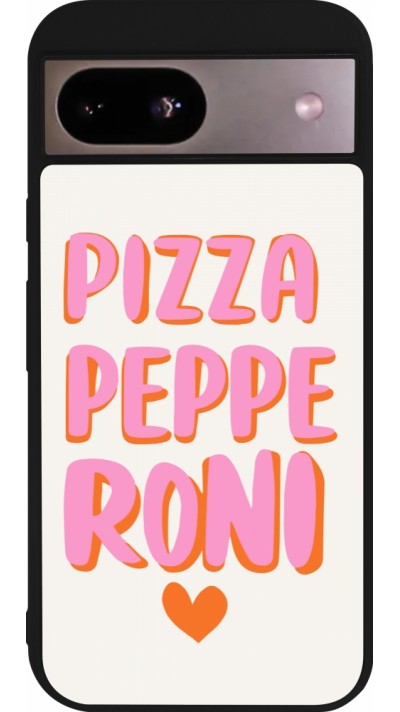 Google Pixel 8a Case Hülle - Silikon schwarz Pizza pepperoni 2026