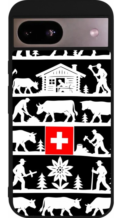 Coque Google Pixel 8a - Silicone rigide noir Poya Suisse 1 noir