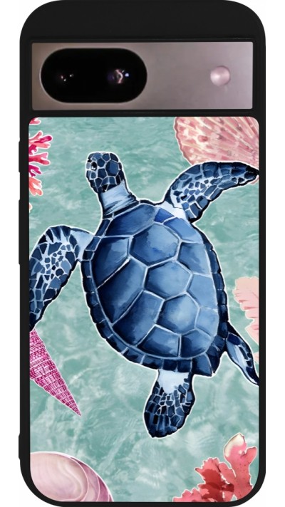 Google Pixel 8a Case Hülle - Silikon schwarz Preppy Turtle