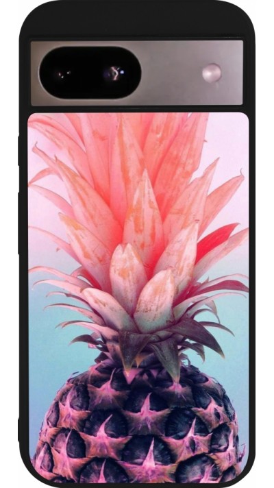 Google Pixel 8a Case Hülle - Silikon schwarz Purple Pink Pineapple