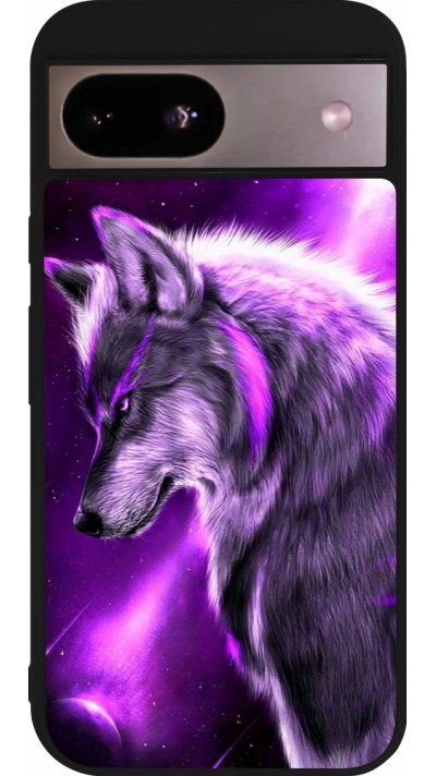 Google Pixel 8a Case Hülle - Silikon schwarz Purple Sky Wolf