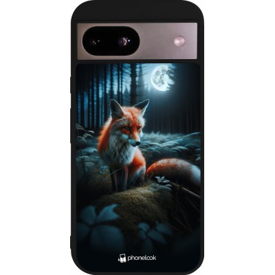 Google Pixel 8a Case Hülle - Silikon schwarz Fuchs Mond Wald