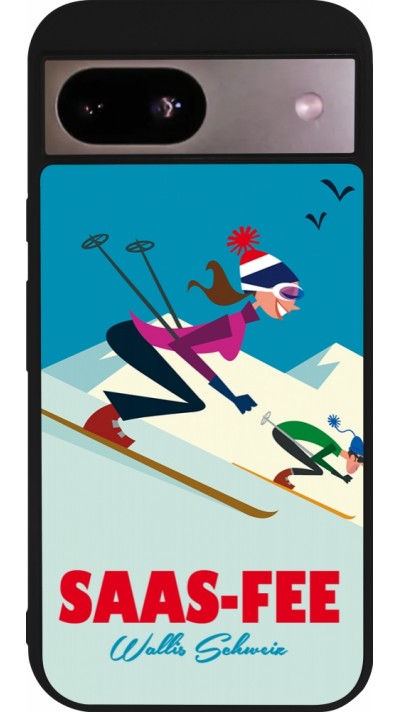 Google Pixel 8a Case Hülle - Silikon schwarz Saas-Fee Ski Downhill