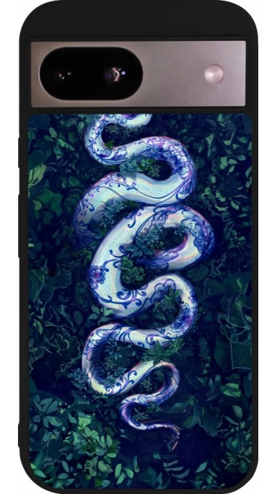 Google Pixel 8a Case Hülle - Silikon schwarz Snake Blue Anaconda