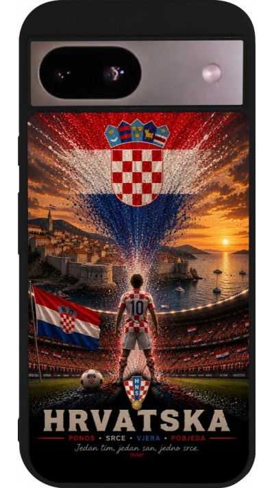 Google Pixel 8a Case Hülle - Silikon schwarz Fussball Kroatien splash 2026