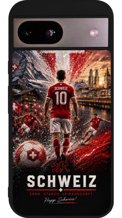 Google Pixel 8a Case Hülle - Silikon schwarz Fussball Schweiz splash 2026