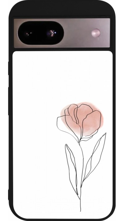 Google Pixel 8a Case Hülle - Silikon schwarz Spring 23 minimalist flower