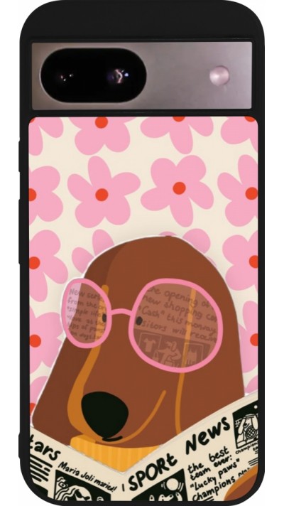 Google Pixel 8a Case Hülle - Silikon schwarz Dog with newspaper Spring 2026