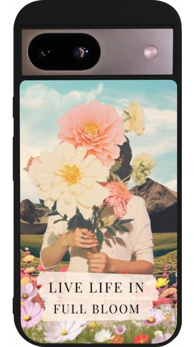 Google Pixel 8a Case Hülle - Silikon schwarz Live life in full moon Spring 2026