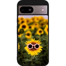 Google Pixel 8a Case Hülle - Silikon schwarz Sunflower with glasses Spring 2026