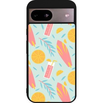 Google Pixel 8a Case Hülle - Silikon schwarz Summer 2025 Pattern citron