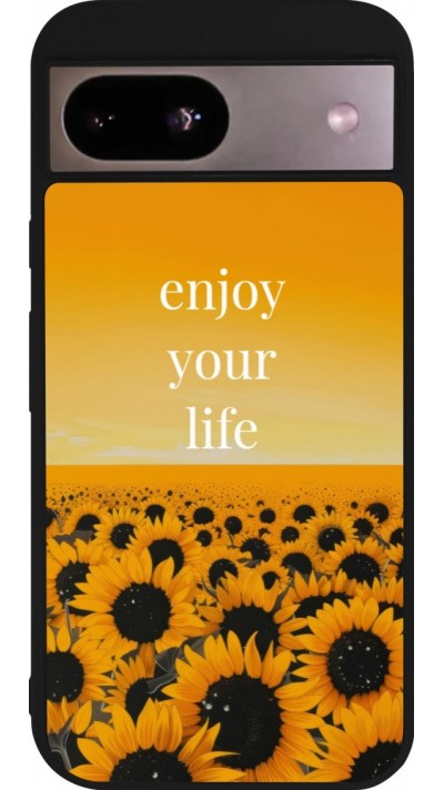 Google Pixel 8a Case Hülle - Silikon schwarz Summer 2026 Enjoy your life