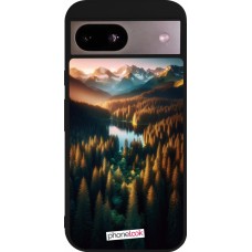 Google Pixel 8a Case Hülle - Silikon schwarz Sonnenuntergang Waldsee