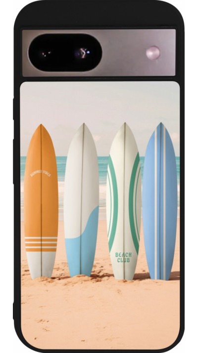 Coque Google Pixel 8a - Silicone rigide noir Summer surfboard 2025