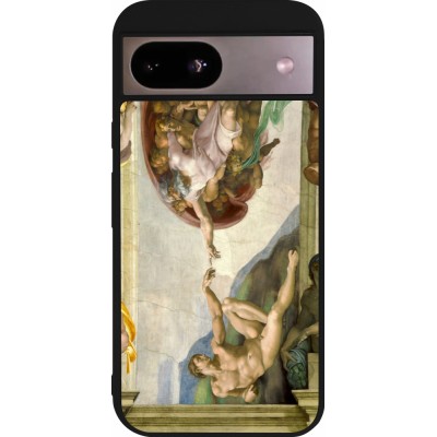 Google Pixel 8a Case Hülle - Silikon schwarz Kunstbild - Die Erschaffung Adams - Michelangelo