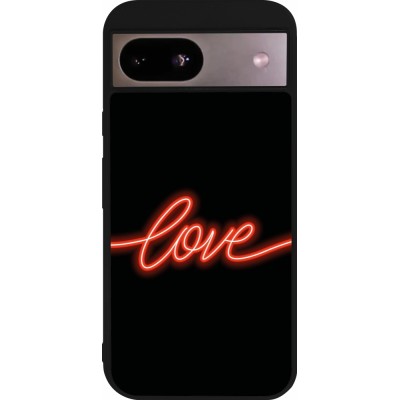 Google Pixel 8a Case Hülle - Silikon schwarz Valentine 2023 neon love