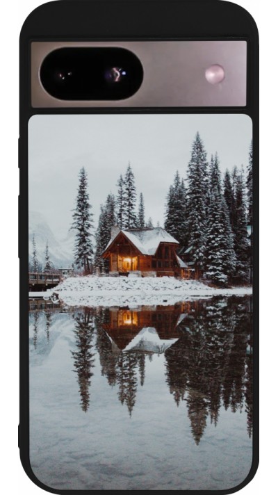 Google Pixel 8a Case Hülle - Silikon schwarz Winter 25 Winter house forest afternoon